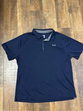 Under Armour Men's midnight Navy Golf Tech Polo Shirt size 2XL lightweight